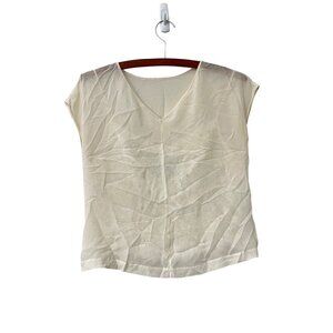 Robert Rodriguez Womens Cream Silk Chiffon Inner Lace Sleeveless Top Blouse 2